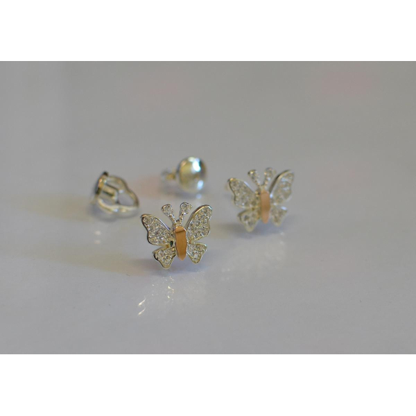 Серьги-гвоздики бабочки (Вк10)