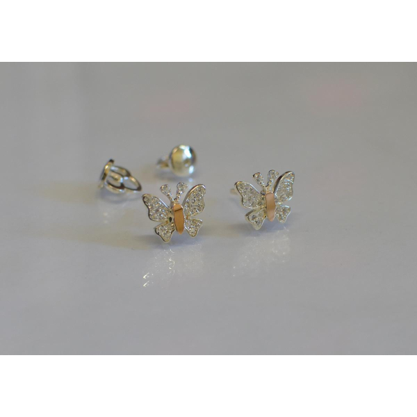 Серьги-гвоздики бабочки (Вк10)