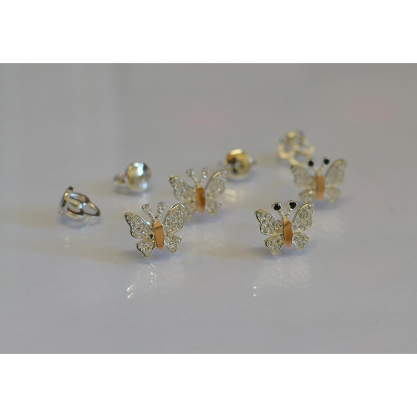 Серьги-гвоздики бабочки (Вк10)