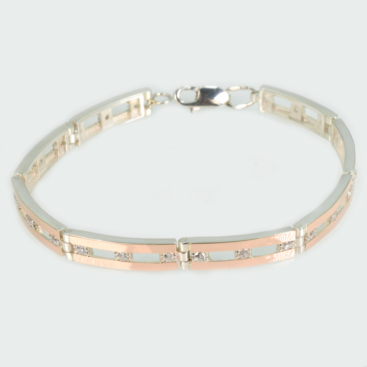 Серебряный браслет с золотыми вставками (Бр10)