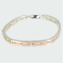 Серебряный браслет с золотыми вставками