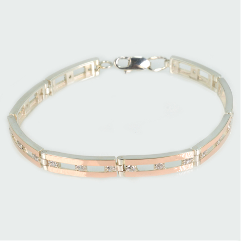 Серебряный браслет с золотыми вставками