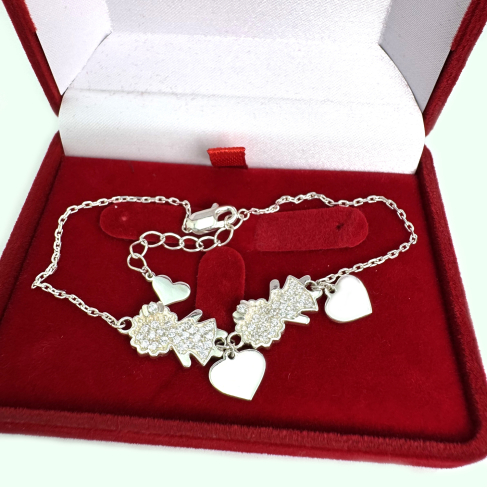 Срібний браслет для мами "Дві дівчинки з бантиками", Бр1037