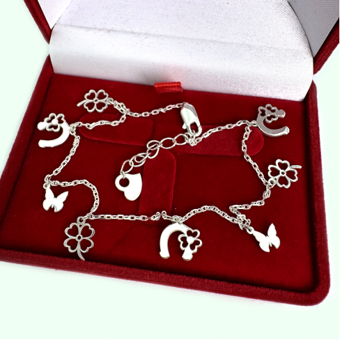 Серебряный браслет на ногу, Бр1042