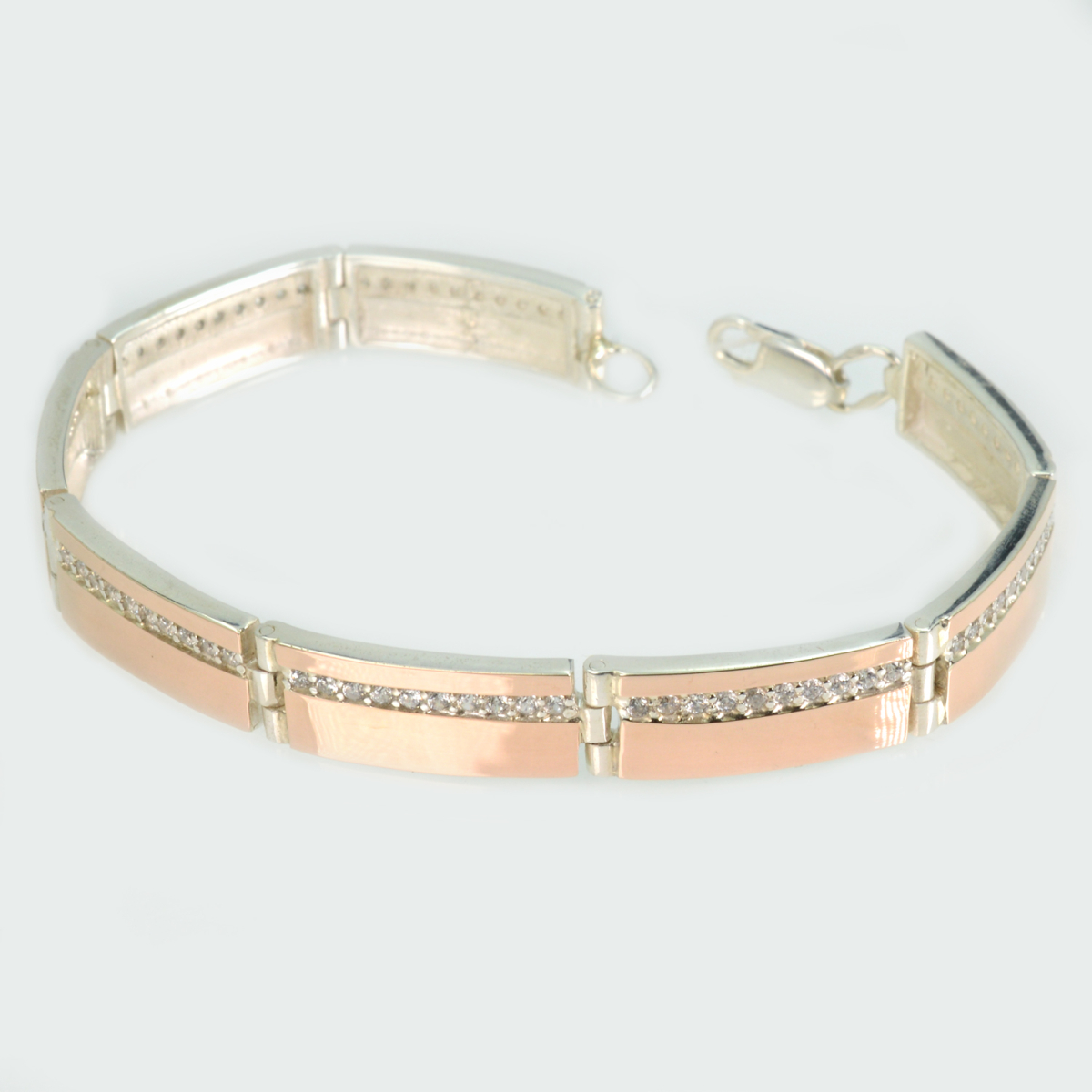 Серебряный браслет с золотыми вставками (Бр11)