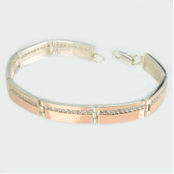 Серебряный браслет с золотыми вставками