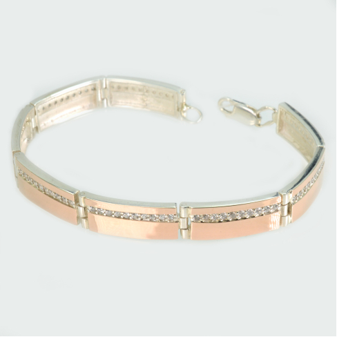 Серебряный браслет с золотыми вставками