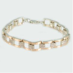 Серебряный браслет с золотыми пластинами