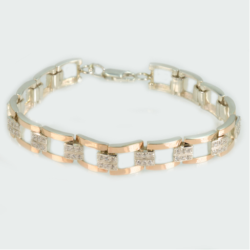 Серебряный браслет с золотыми пластинами