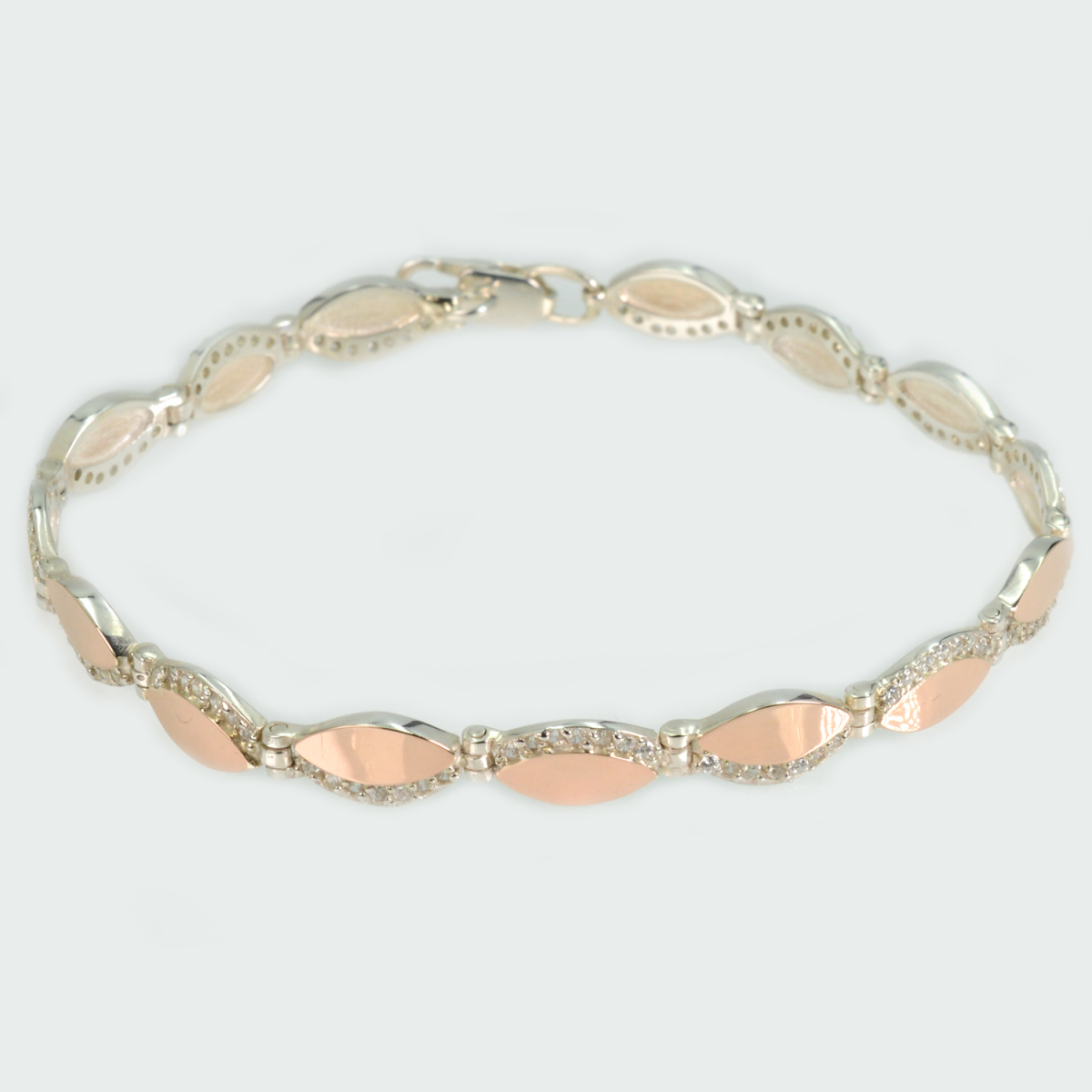 Серебряный браслет с золотыми накладками (Бр16)