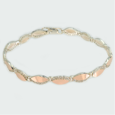 Серебряный браслет с золотыми накладками