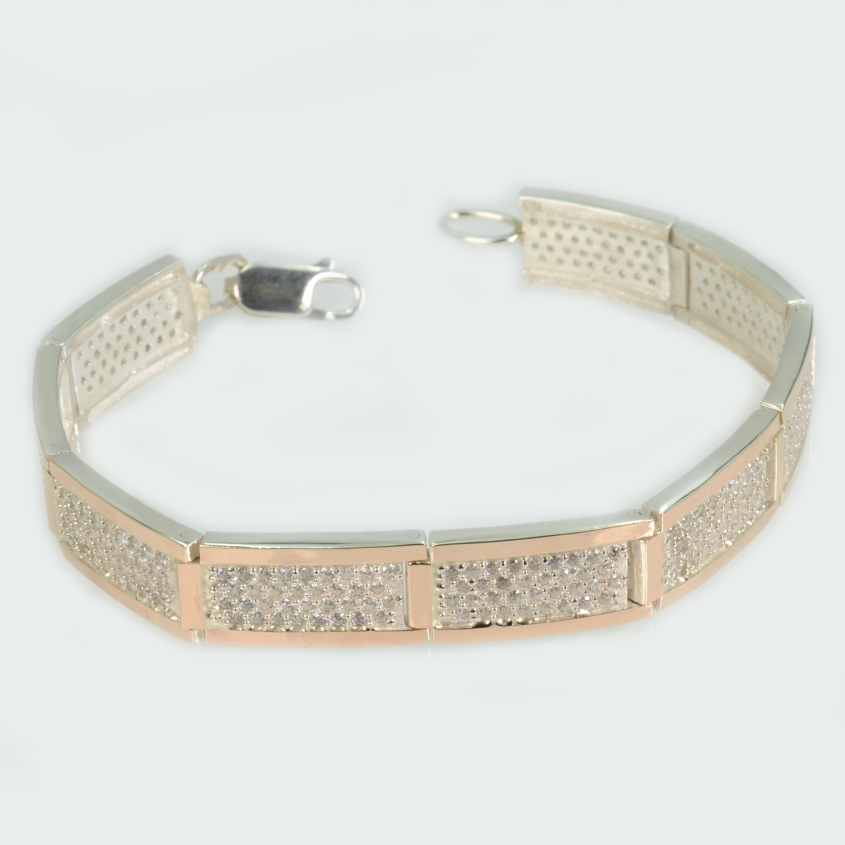 Серебряный браслет с золотыми накладками (Бр2)