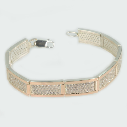 Серебряный браслет с золотыми накладками