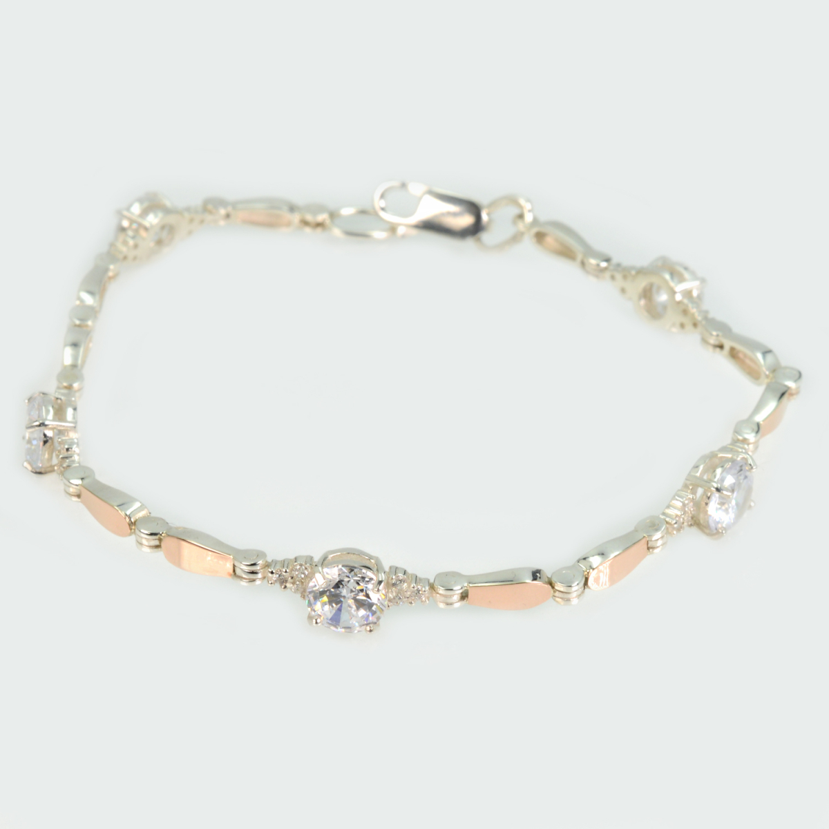 Серебряный браслет с золотыми пластинами (Бр20)