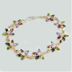 Серебряный браслет с напайками из золота