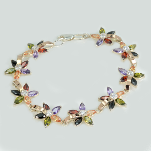 Серебряный браслет с напайками из золота