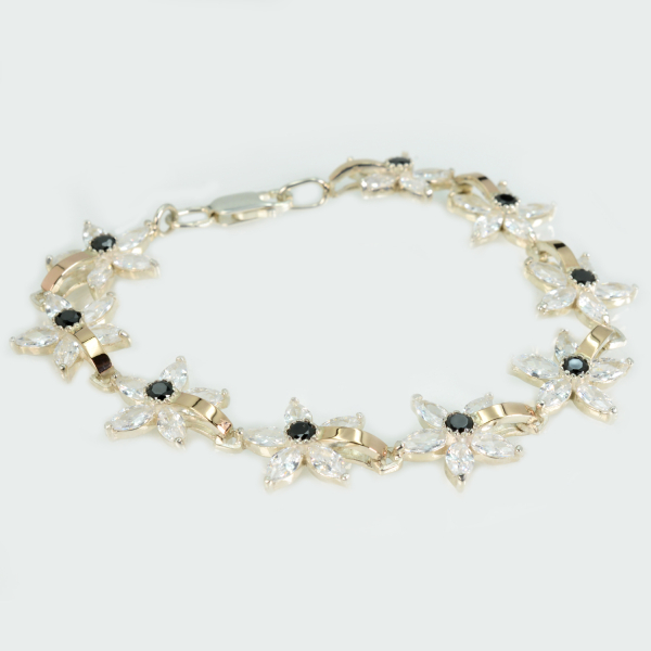 Серебряный браслет с напайками из золота (Бр3)