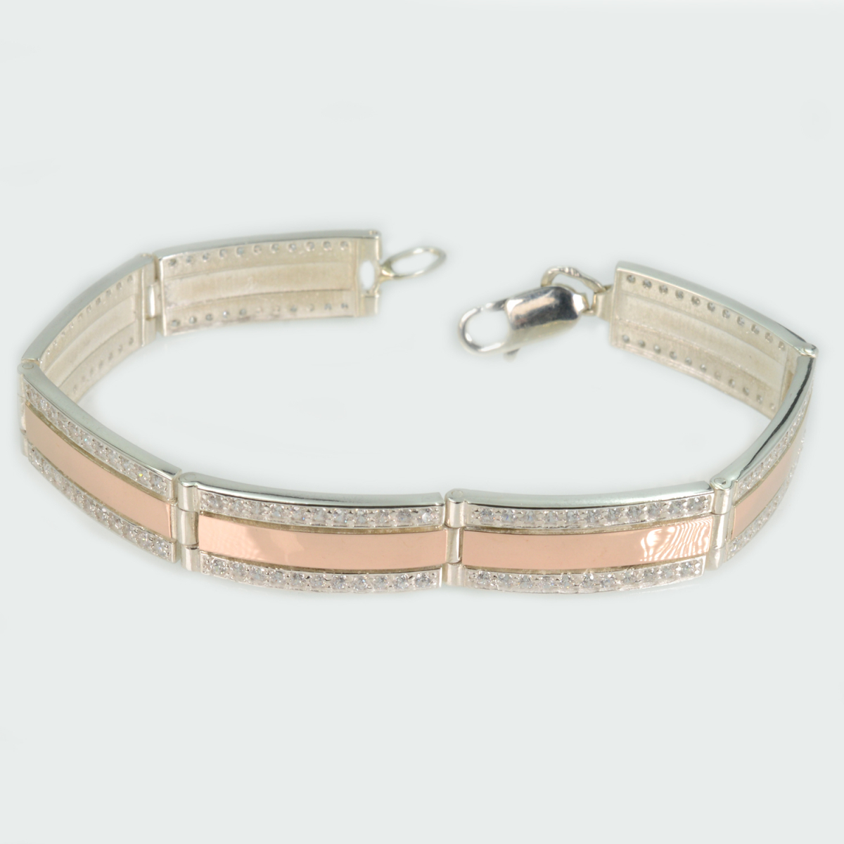 Серебряный браслет с пластинами из золота (Бр5)