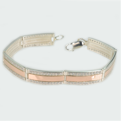 Срібний браслет з пластинами із золота