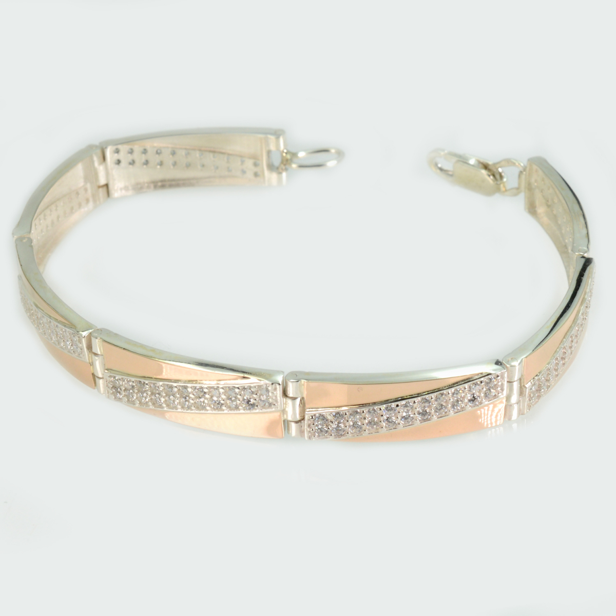 Серебряный браслет со вставками из золота (Бр7)