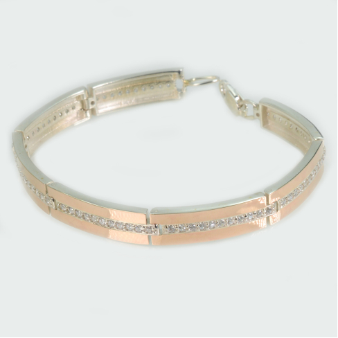 Срібний браслет з накладками з золота