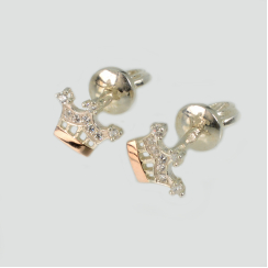 Серебряные пусеты с золотыми вставками