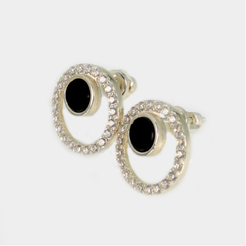 Серебряные серьги с ониксом