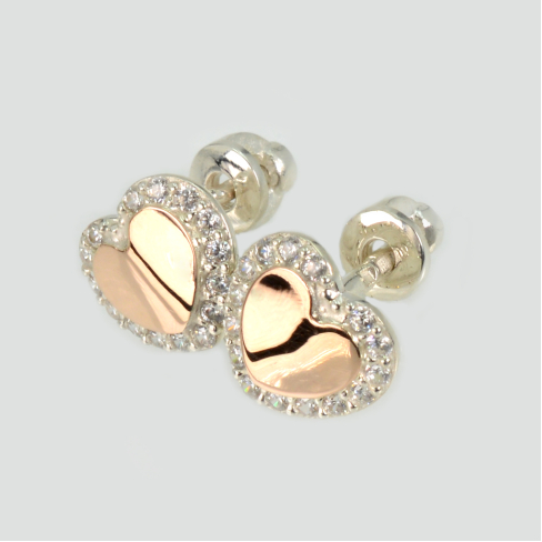 Серьги-вкрутки серебряные с золотыми пластинами