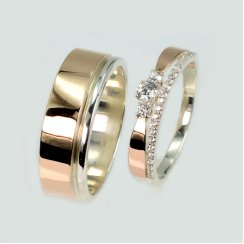 Пара срібних обручок з пластинами золота