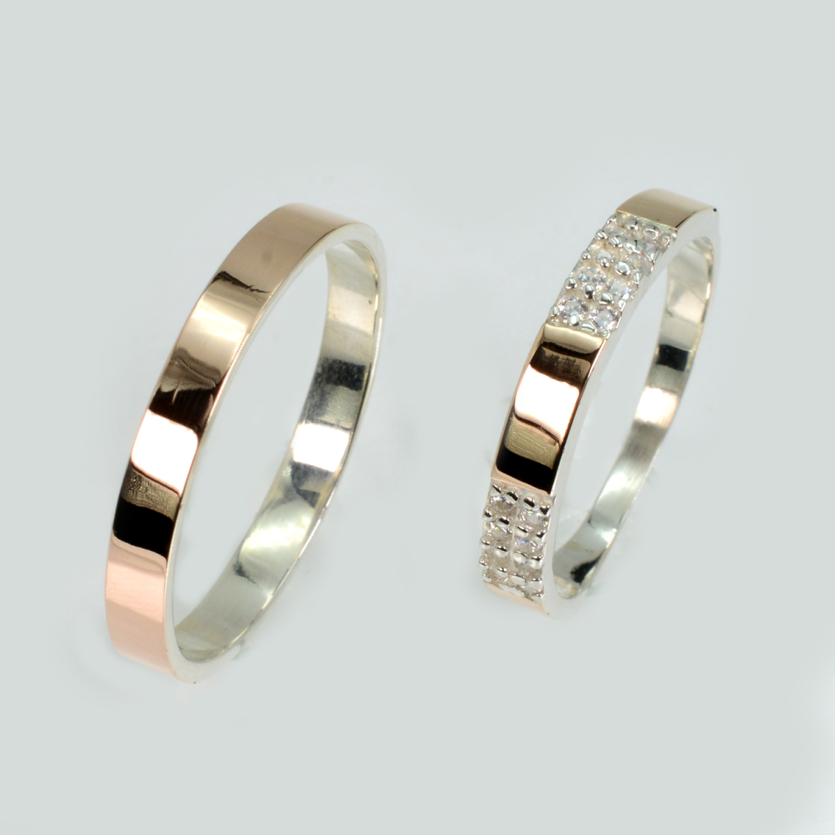 Пара серебряных обручальных колец (Обр1041к)