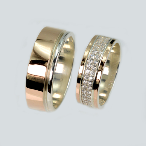 Пара срібних обручок з пластинами золота