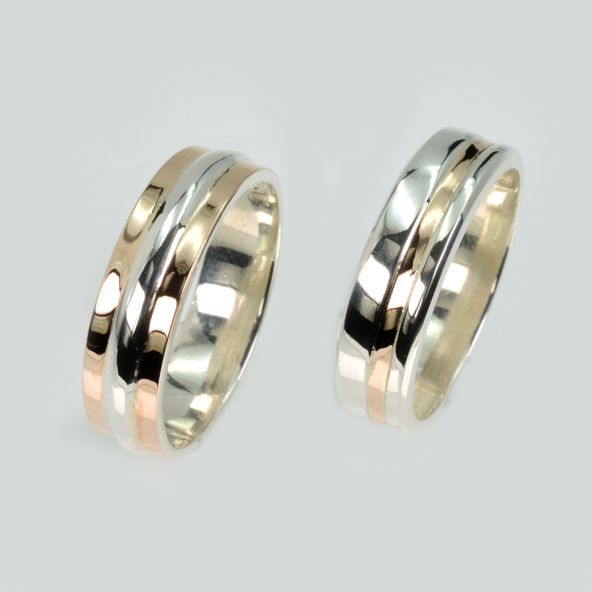 Пара обручальных колец из серебра с золотом (Обр11Обр41)