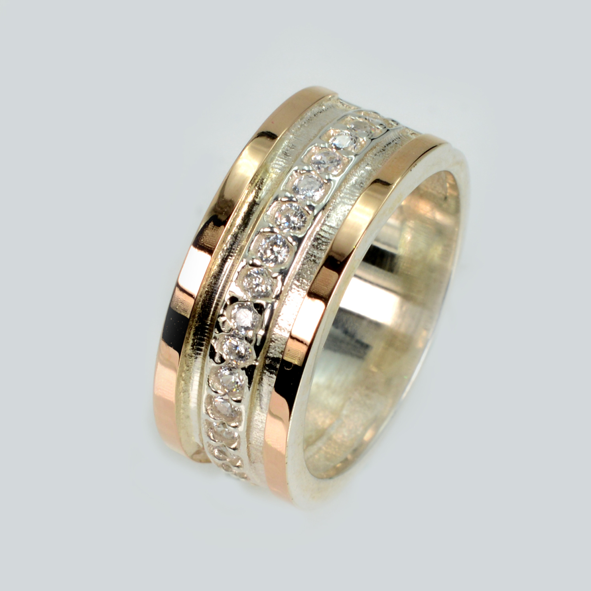 Обручальное кольцо из серебра с золотом (Обр12)