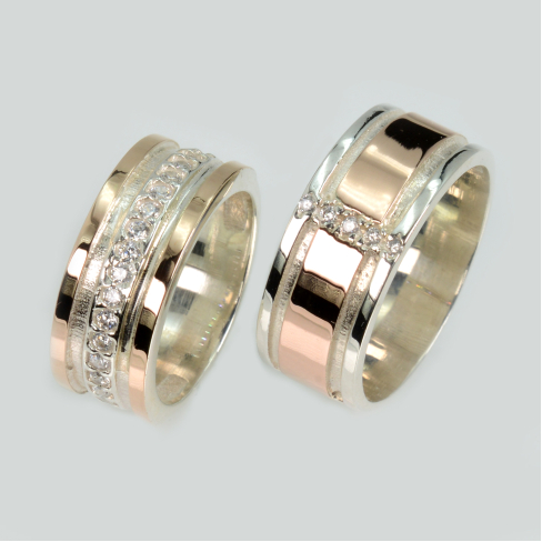 Пара обручальных колец из серебра