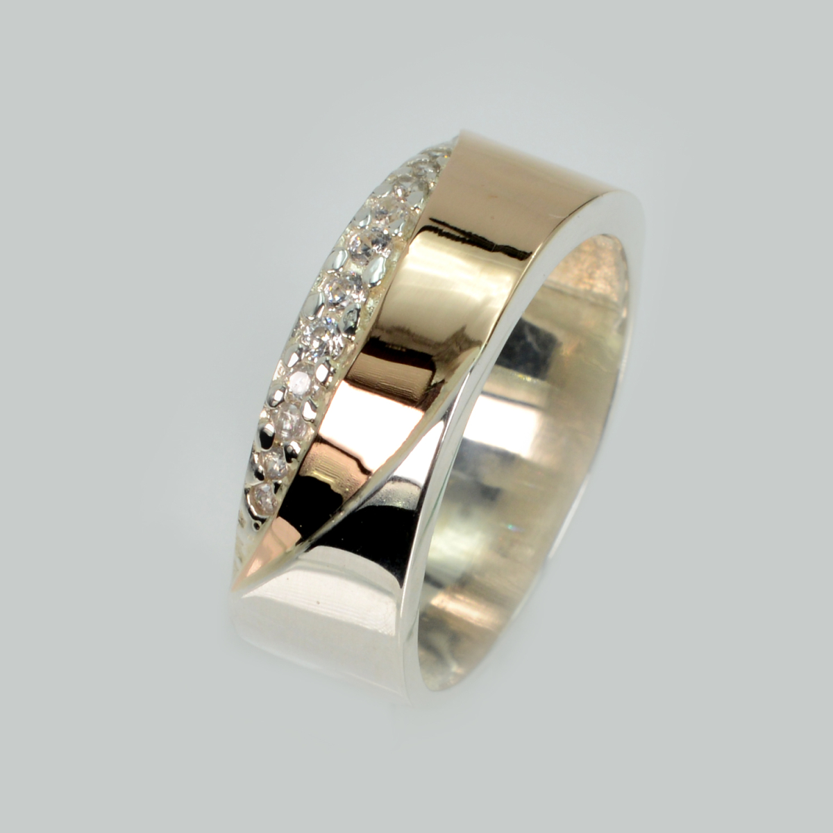 Обручальное кольцо из серебра с золотом (Обр14)