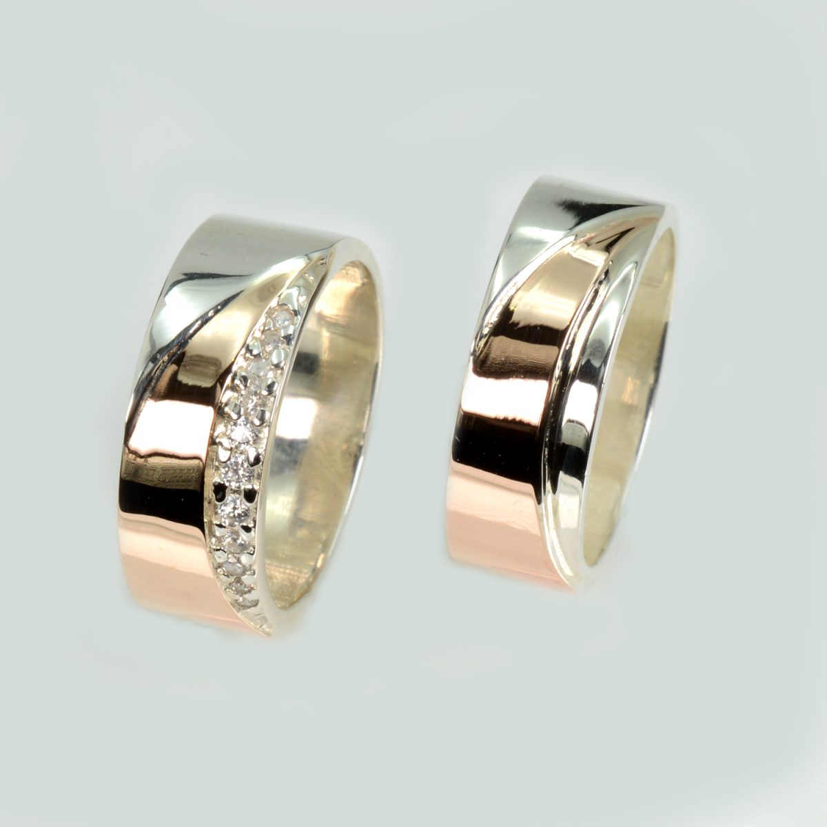 Пара обручальных колец из серебра (Обр1415)