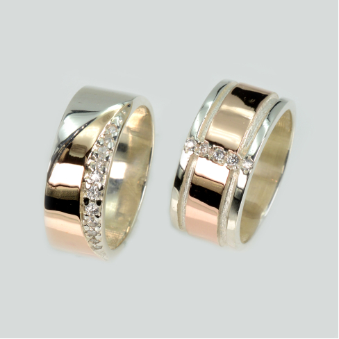 Пара обручальных колец из серебра