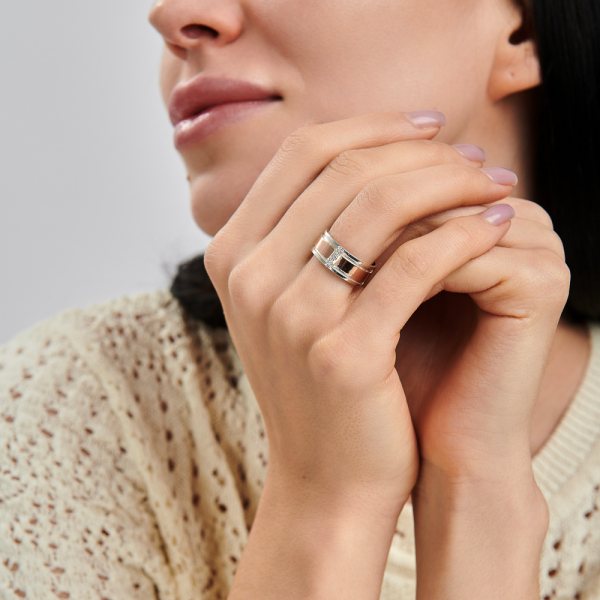 Обручальное кольцо из серебра с золотом (Обр16)