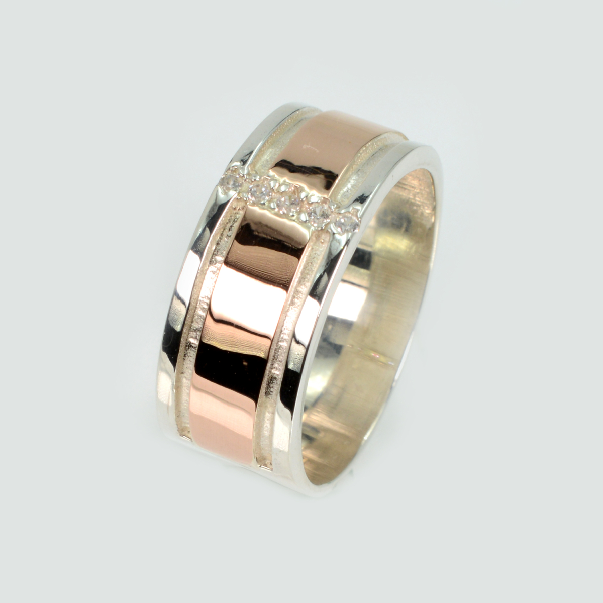 Обручальное кольцо из серебра с золотом (Обр16)