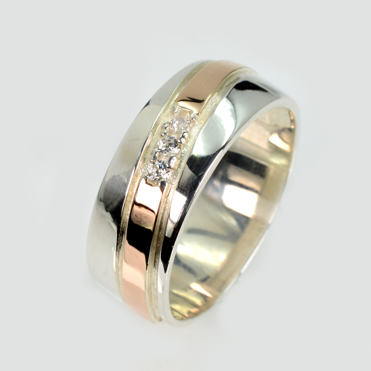 Обручальное кольцо из серебра с золотом (Обр18)