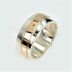 Обручка із срібла з золотом