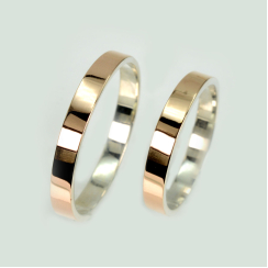 Пара обручок зі срібла 925 з пластинами золота 375 проби