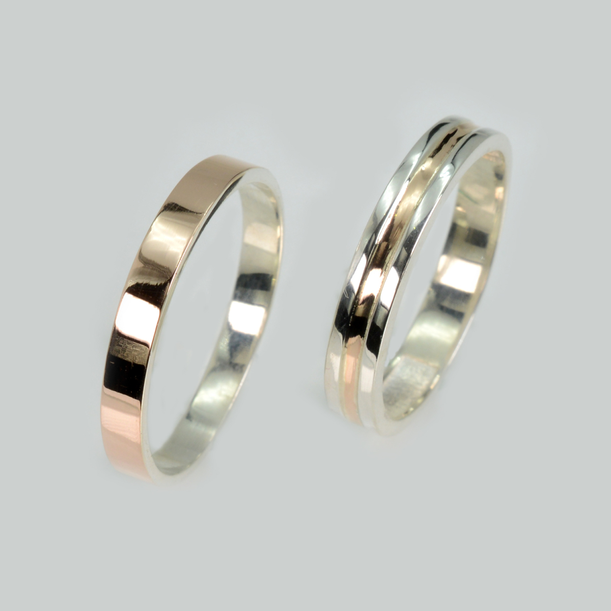 Пара обручальных колец из серебра с золотом (Обр1Обр39)