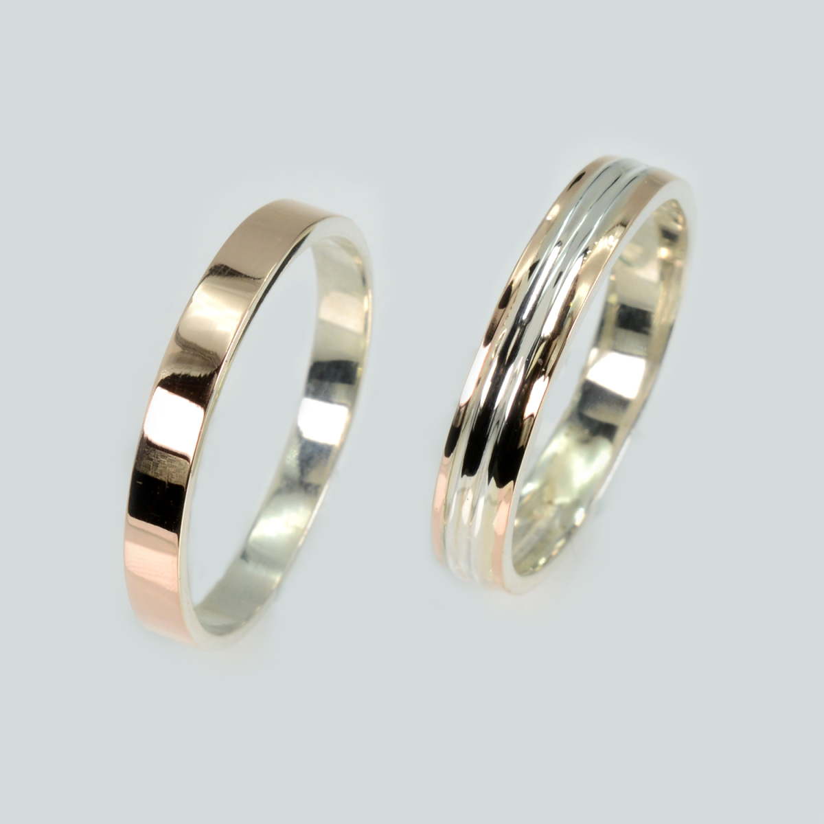 Пара обручальных колец из серебра с золотом (Обр1Обр40)