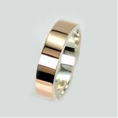 Серебряное обручальное кольцо с золотыми напайками, цена за одно кольцо