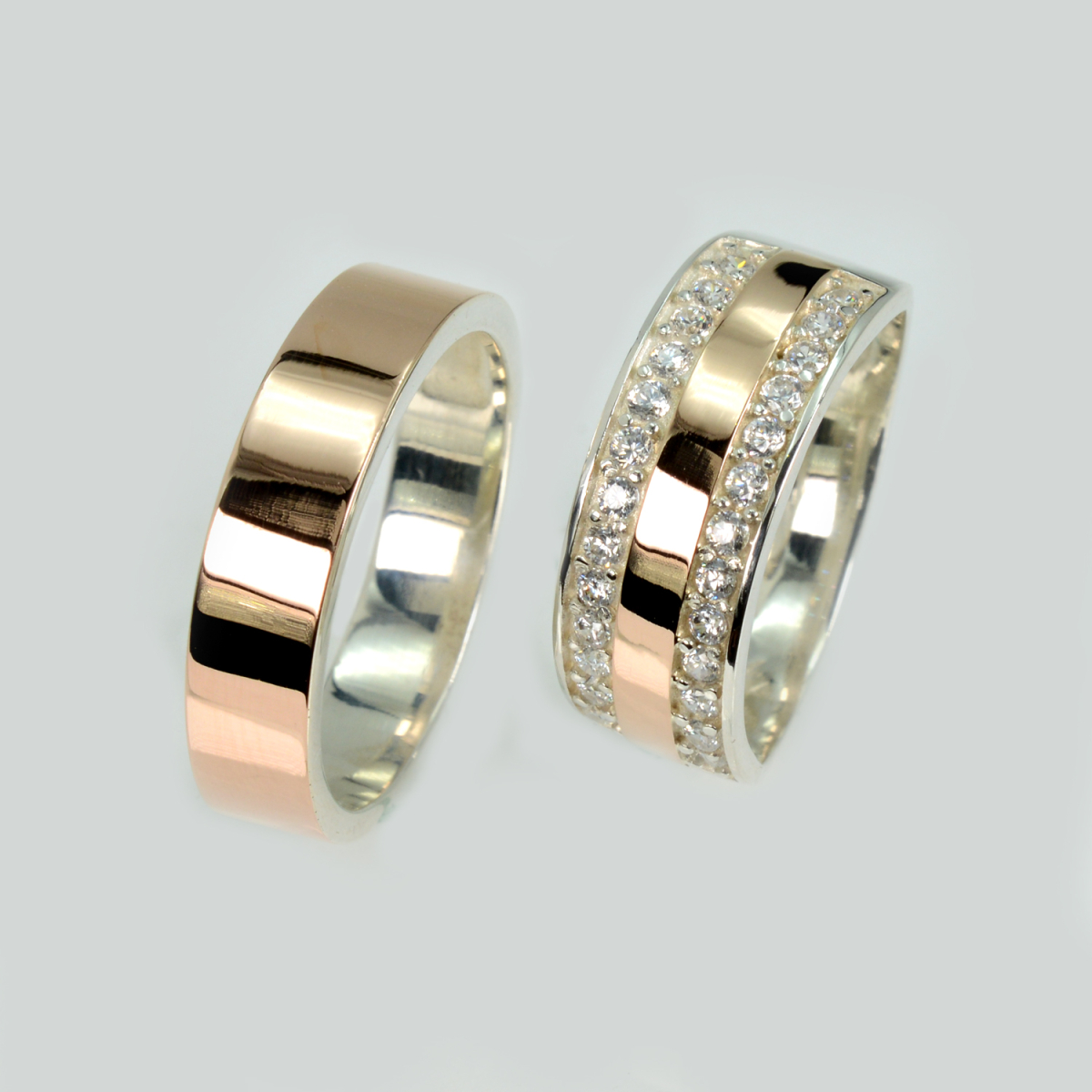 Пара серебряных обручальных колец (Обр2002к)