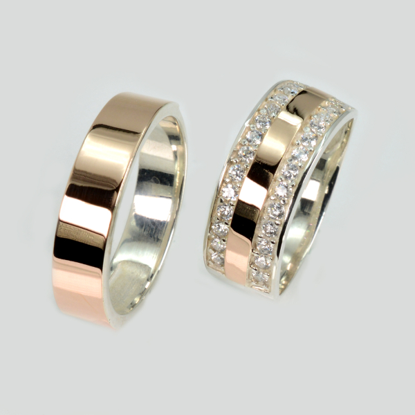 Пара серебряных обручальных колец (Обр2002к)