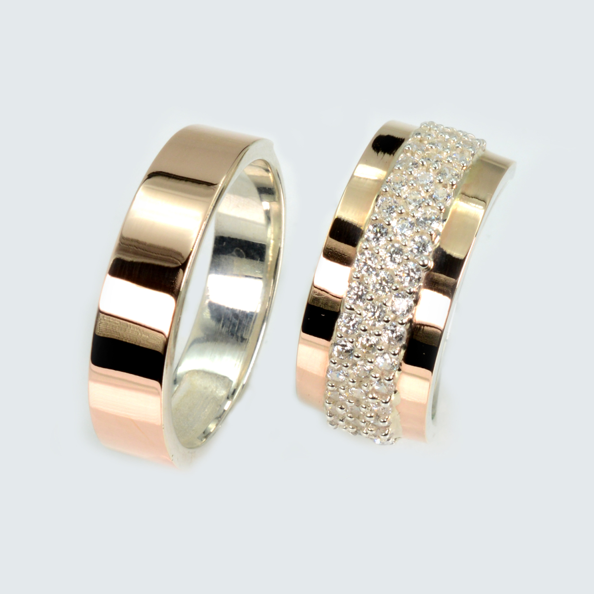 Пара обручальных колец из серебра (Обр2029к)