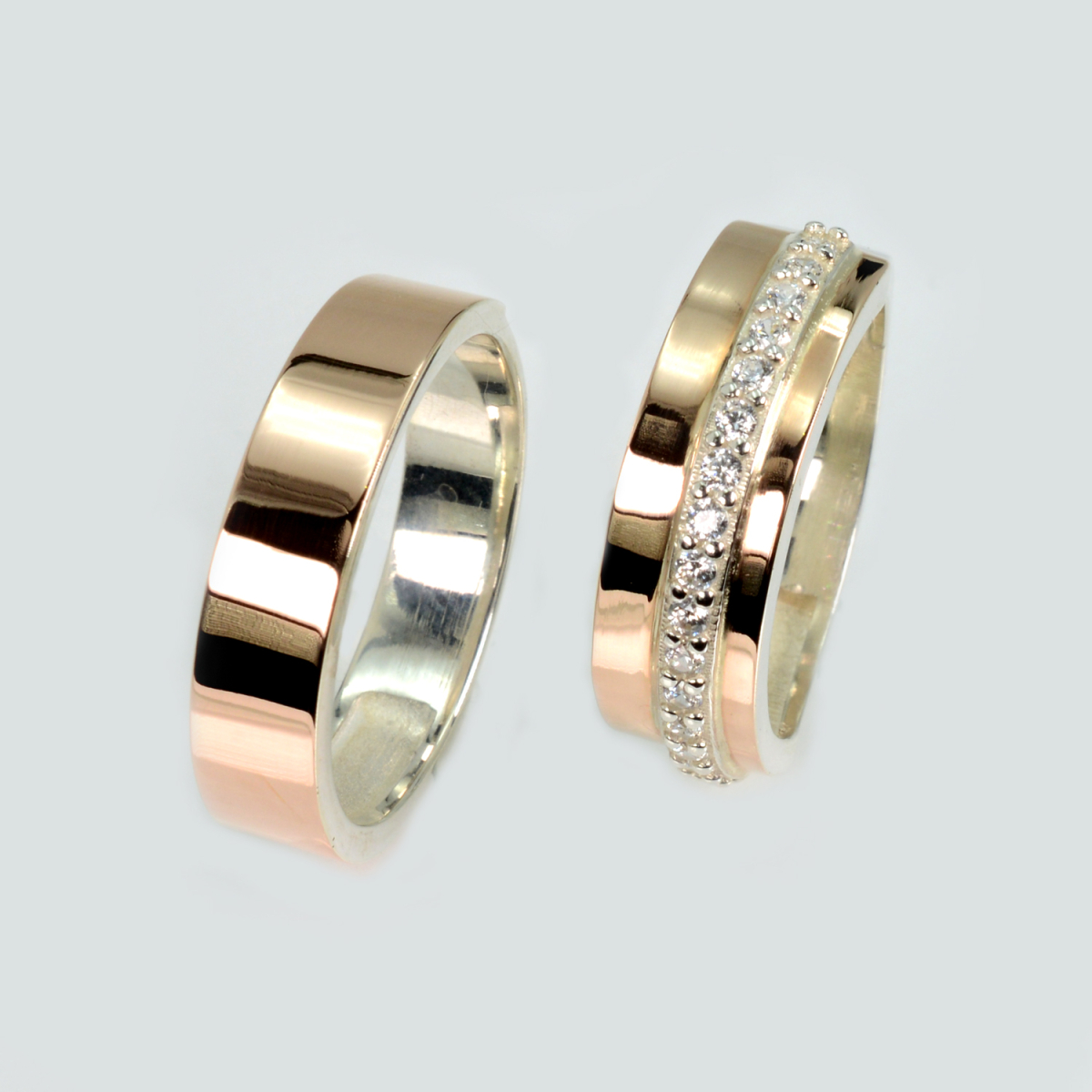 Пара серебряных обручальных колец (Обр2040к)