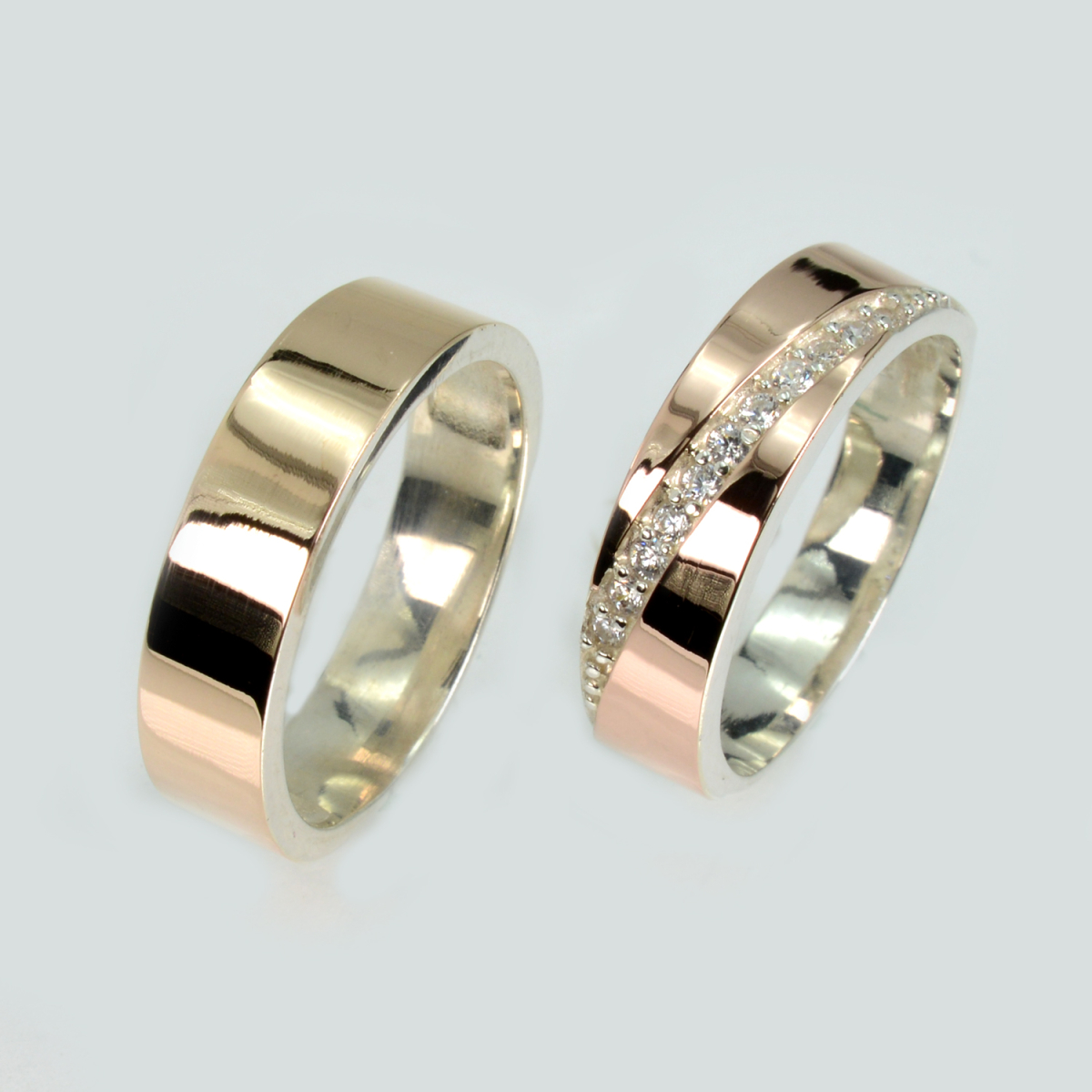 Пара серебряных обручальных колец (053кобр2)